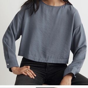 NWT Madewell petal back Long Sleeve Boxy Crop Blouse